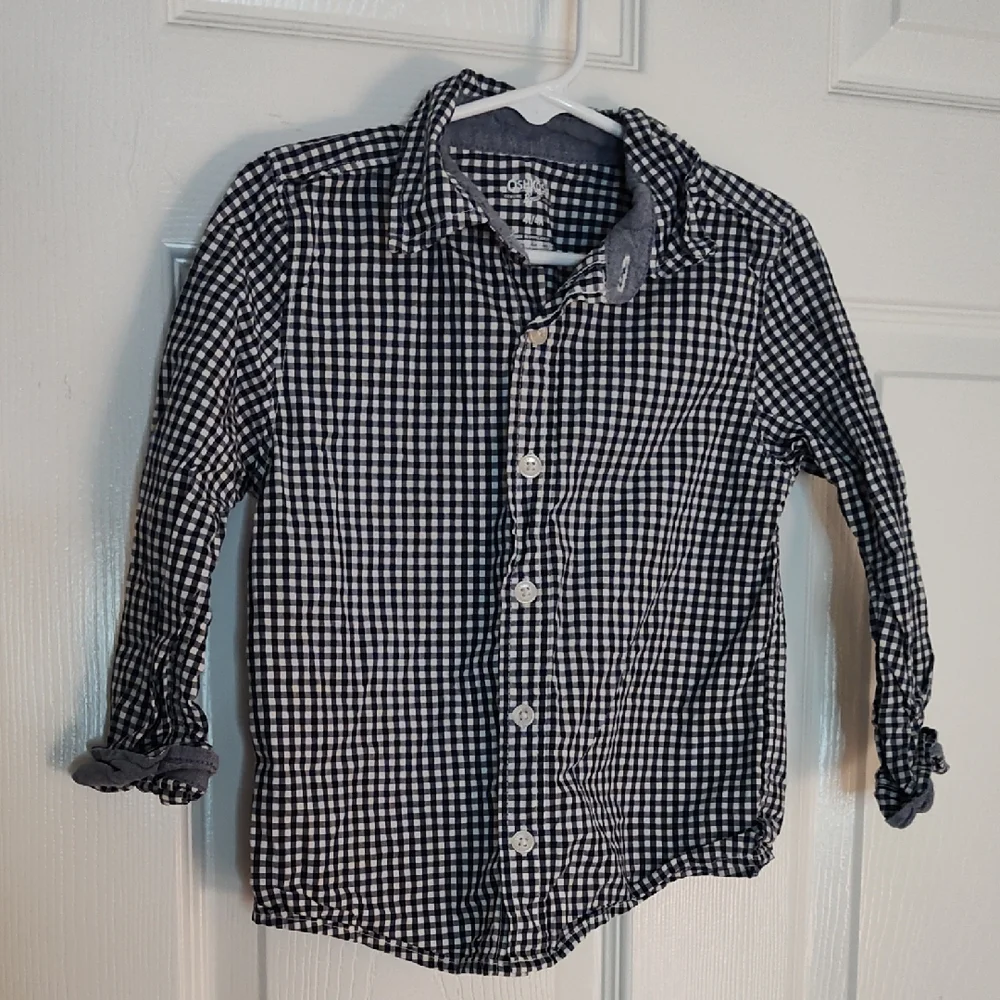 OshKosh B'gosh Black and White Checkered Button Down Shirt